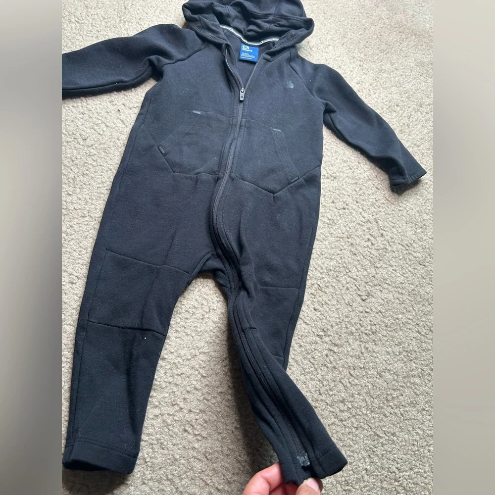 GAP Black Footies One Piece with Hood and Zipper